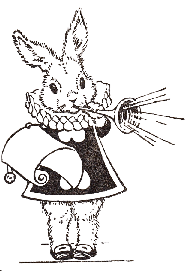 Illustration of a rabbit playing a trumpet